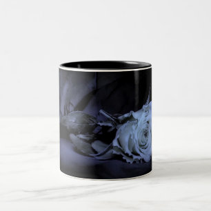 Grunge Dark Blue Rose Design Mug