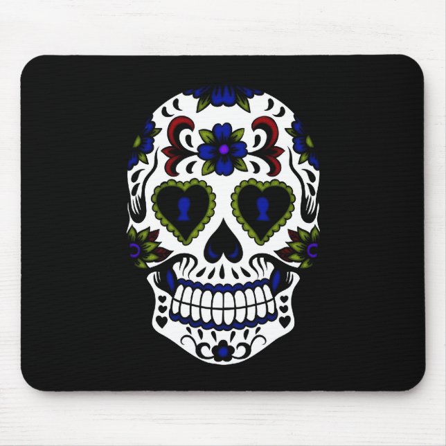 Grunge Day of the Dead Blue & Red Mouse Mat (Front)