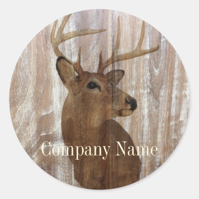 grunge deer woodgrain carpenter construction classic round sticker (Front)