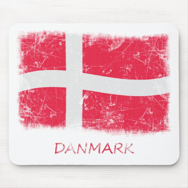 Grunge Denmark Flag Mouse Mat (Front)