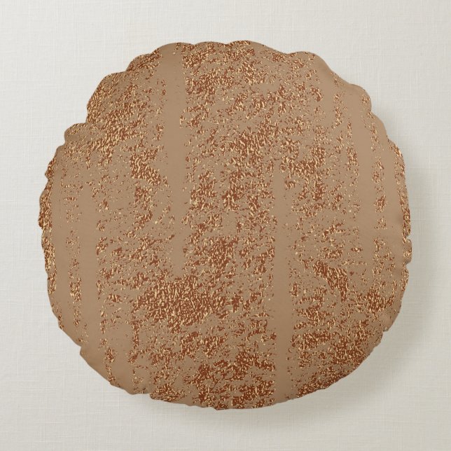 Grunge design. Copper glossy background. Metallic  Round Cushion (Front)