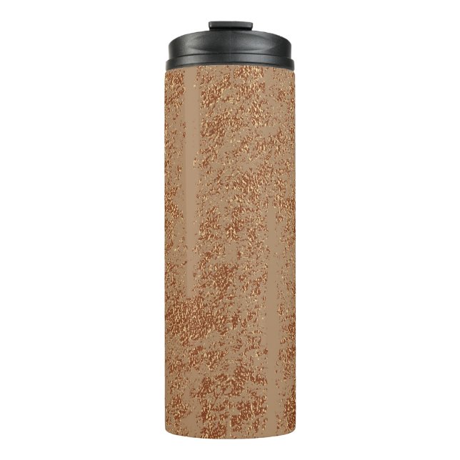 Grunge design. Copper glossy background. Metallic  Thermal Tumbler (Front)
