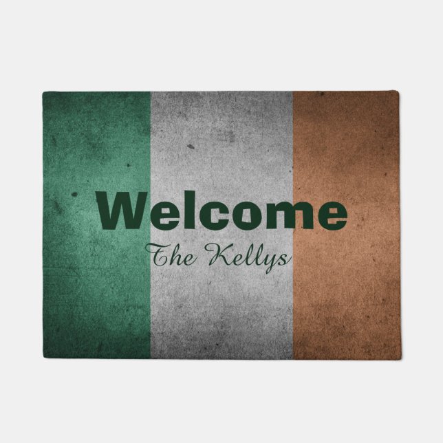Grunge Design Irish Flag Doormat (Front)