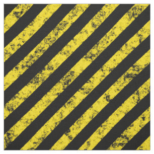 Grunge Diagonal Caution Warning Stripes Pattern Fabric