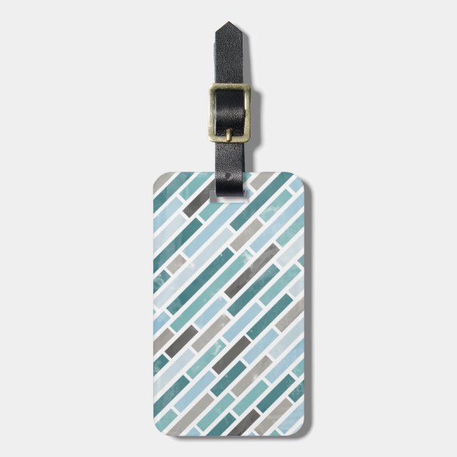 Grunge Diagonal Stripe Pattern Luggage Tag (Front Vertical)