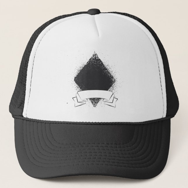 Grunge Diamond in Black Trucker Hat (Front)