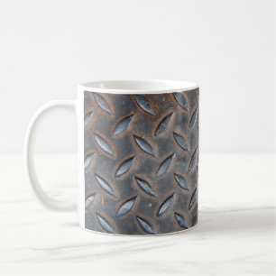 grunge diamond metal background, Welded steel surf Coffee Mug