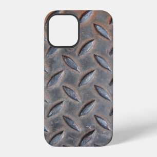 grunge diamond metal background, Welded steel surf iPhone 12 Case