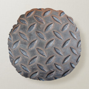 grunge diamond metal background, Welded steel surf Round Cushion