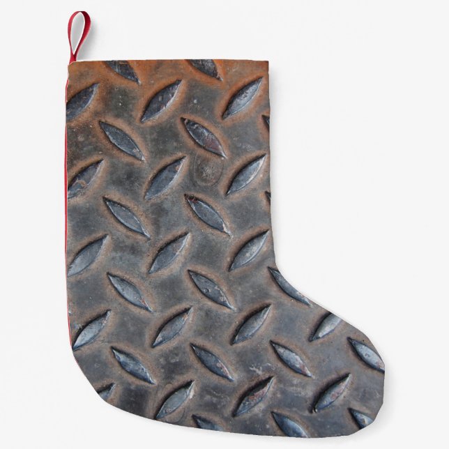 grunge diamond metal background, Welded steel surf Small Christmas Stocking (Front)