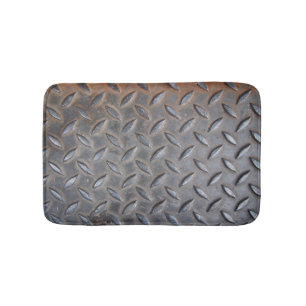 Grunge diamond metal, welded steel texture. bath mat