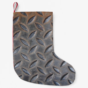 Grunge diamond metal, welded steel texture. small christmas stocking