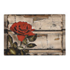 Grunge Distressed Barn Wood Rustic Red Rose