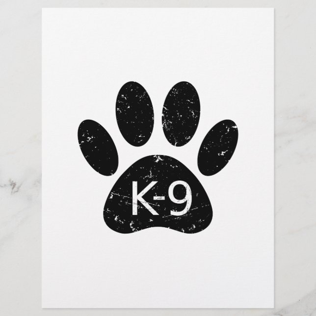 Grunge Distressed Dog Paw K-9 (Front)