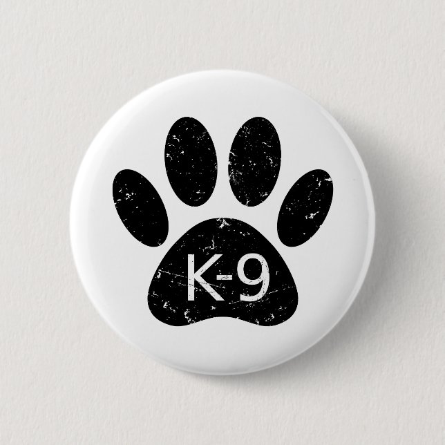 Grunge Distressed Dog Paw K-9 6 Cm Round Badge (Front)