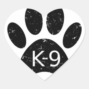 Grunge Distressed Dog Paw K-9 Heart Sticker