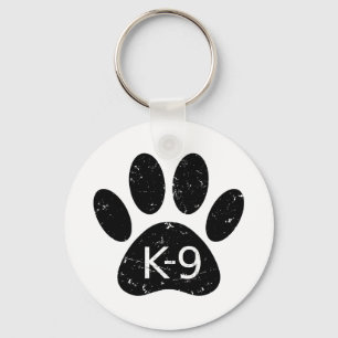 Grunge Distressed Dog Paw K-9 Key Ring
