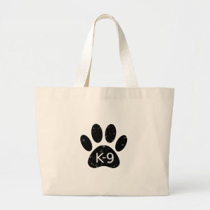 Grunge Distressed Dog Paw K-9 Large Tote Bag