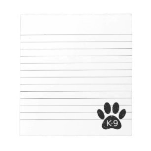 Grunge Distressed Dog Paw K-9 Lined Notepad