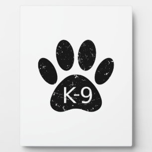 Grunge Distressed Dog Paw K-9 Plaque