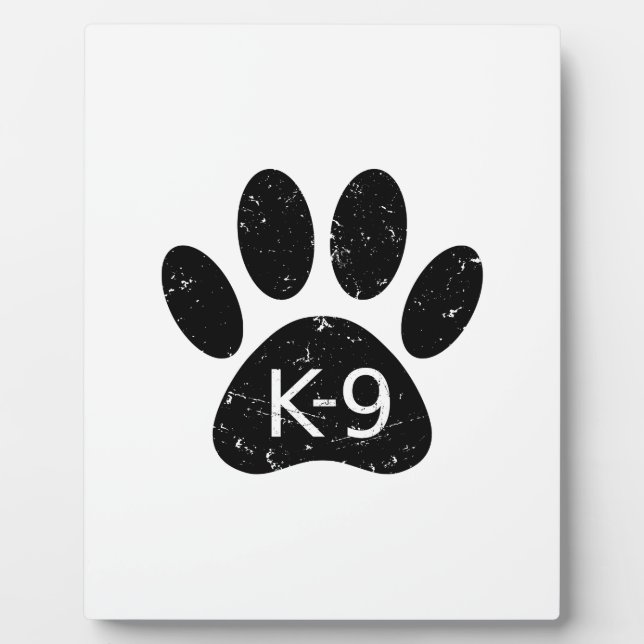 Grunge Distressed Dog Paw K-9 Plaque (Front)