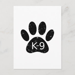 Grunge Distressed Dog Paw K-9 Postcard
