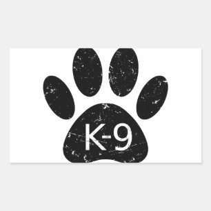 Grunge Distressed Dog Paw K-9 Rectangular Sticker