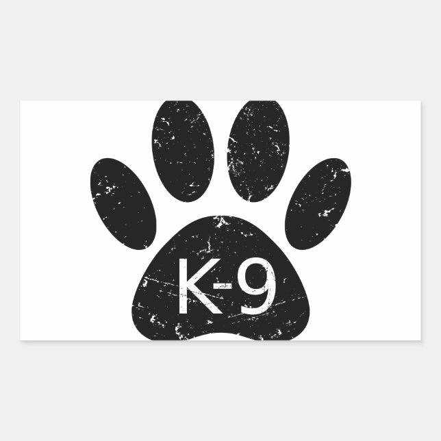 Grunge Distressed Dog Paw K-9 Rectangular Sticker (Front)