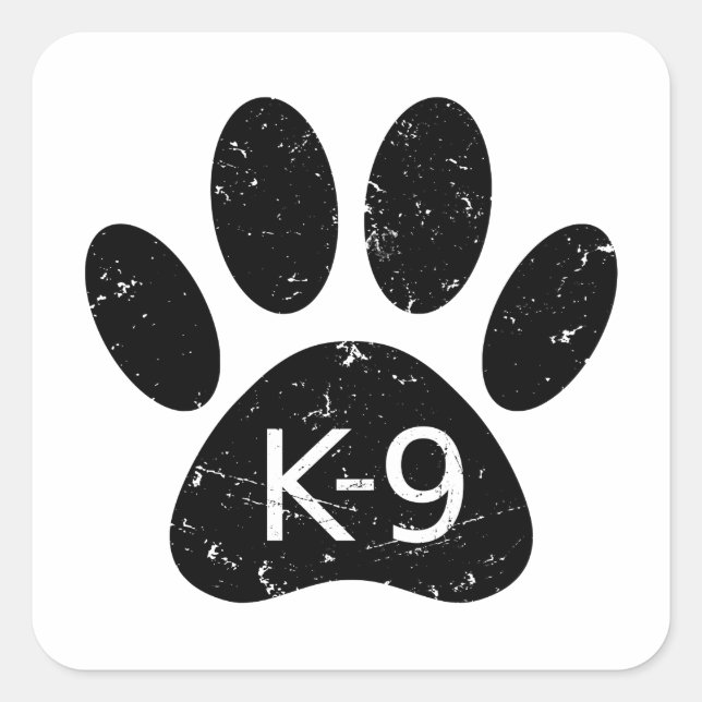 Grunge Distressed Dog Paw K-9 Square Sticker (Front)