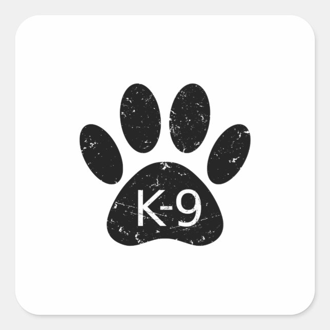 Grunge Distressed Dog Paw K-9 Square Sticker (Front)