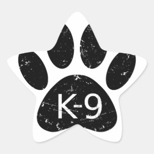 Grunge Distressed Dog Paw K-9 Star Sticker