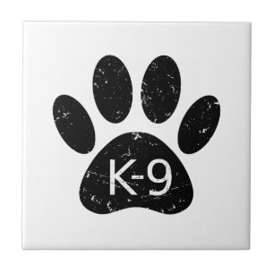Grunge Distressed Dog Paw K-9 Tile