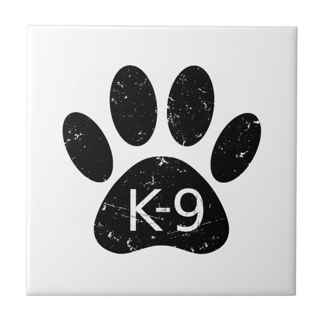 Grunge Distressed Dog Paw K-9 Tile (Front)