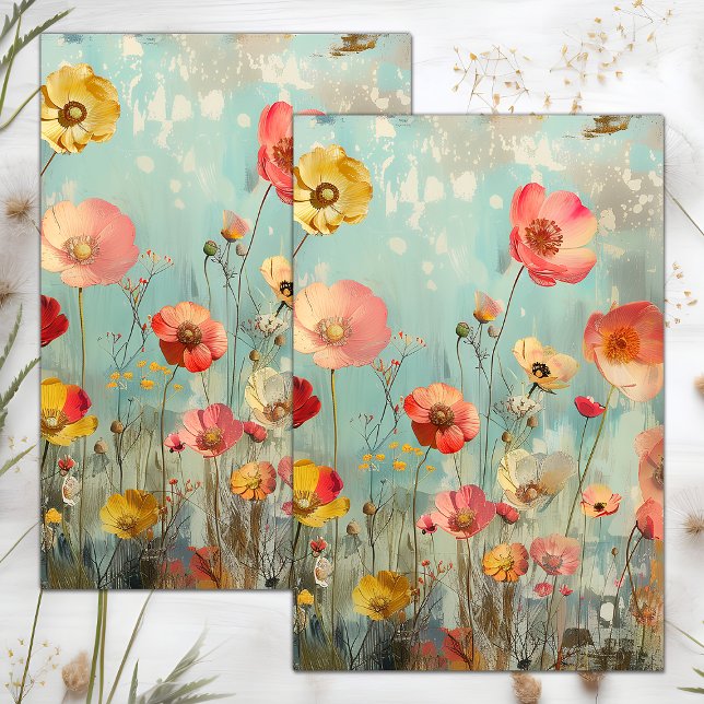 GRUNGE DISTRESSED FLORAL DECOUPAGE TISSUE PAPER (GRUNGE DISTRESSED FLORAL DECOUPAGE TISSUE PAPER)