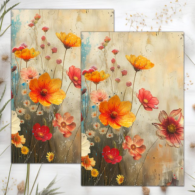 GRUNGE DISTRESSED FLORAL DECOUPAGE TISSUE PAPER (GRUNGE DISTRESSED FLORAL DECOUPAGE TISSUE PAPER)