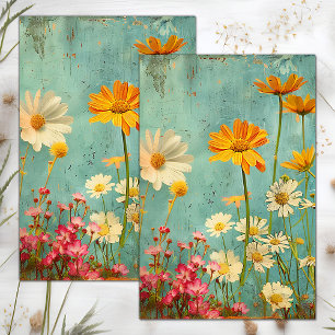 GRUNGE DISTRESSED FLORAL DECOUPAGE TISSUE PAPER