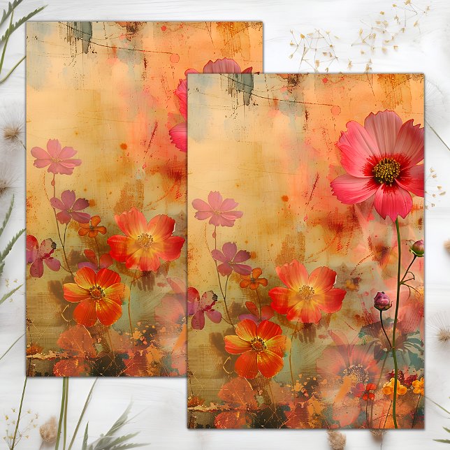 GRUNGE DISTRESSED FLORAL DECOUPAGE TISSUE PAPER (GRUNGE DISTRESSED FLORAL DECOUPAGE TISSUE PAPER)