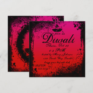 Grunge Diwali Deepa Pink and Orange Invitation