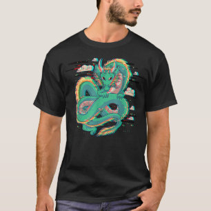 Grunge Dragon Glitch Dragon Aesthetic Style Japan T-Shirt