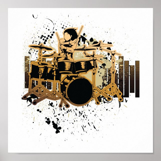 grunge drummer design poster (Front)