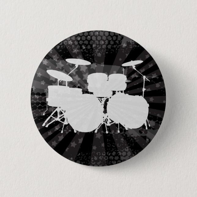 Grunge Drums Black Burst 6 Cm Round Badge (Front)