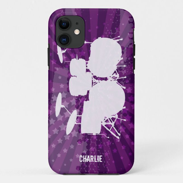 Grunge Drums Purple Burst Case-Mate iPhone Case (Back)