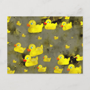 Grunge Ducks Postcard