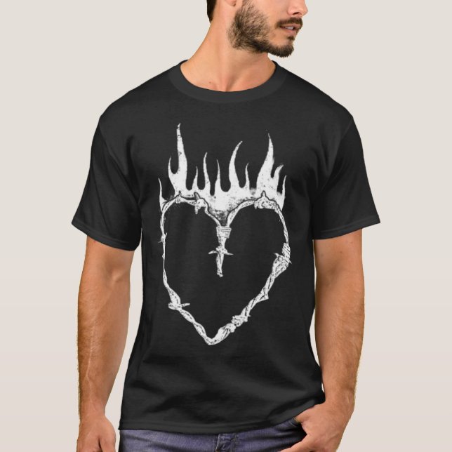 Grunge E Girl Clothes Aesthetic Y2k Goth Heart Bar T-Shirt (Front)