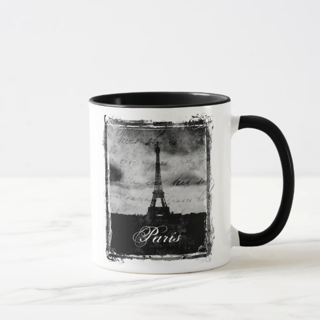 Grunge Edge Textured Paris Mug (Right)