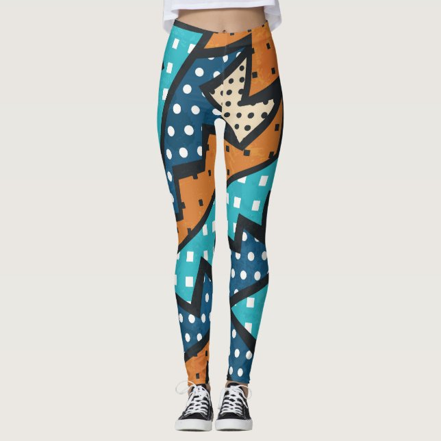 Grunge Effect Vintage Cloth Pattern Leggings (Front)