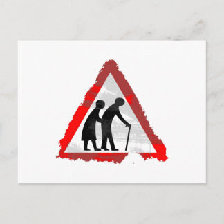 Grunge Elderly People Sign Postcard