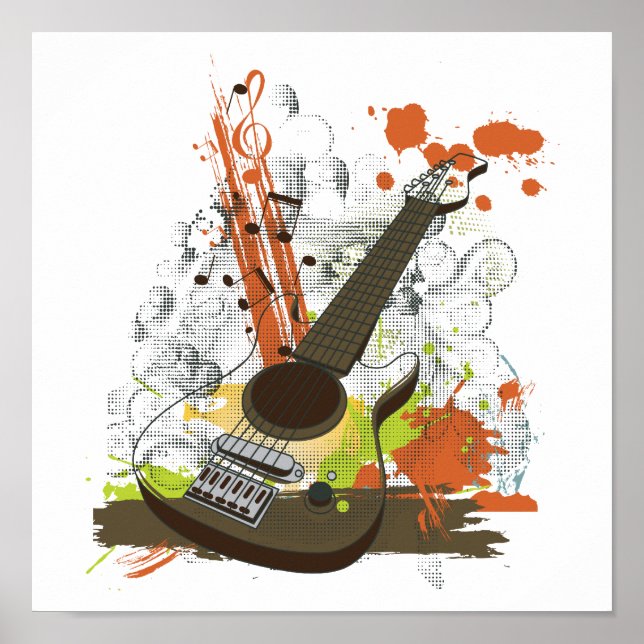 grunge electric guitar poster (Front)