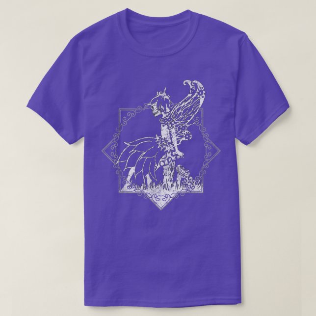Grunge Fairycore Goth Fairy Skeleton on Mushroom  T-Shirt (Design Front)
