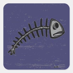 grunge fishbone square sticker
